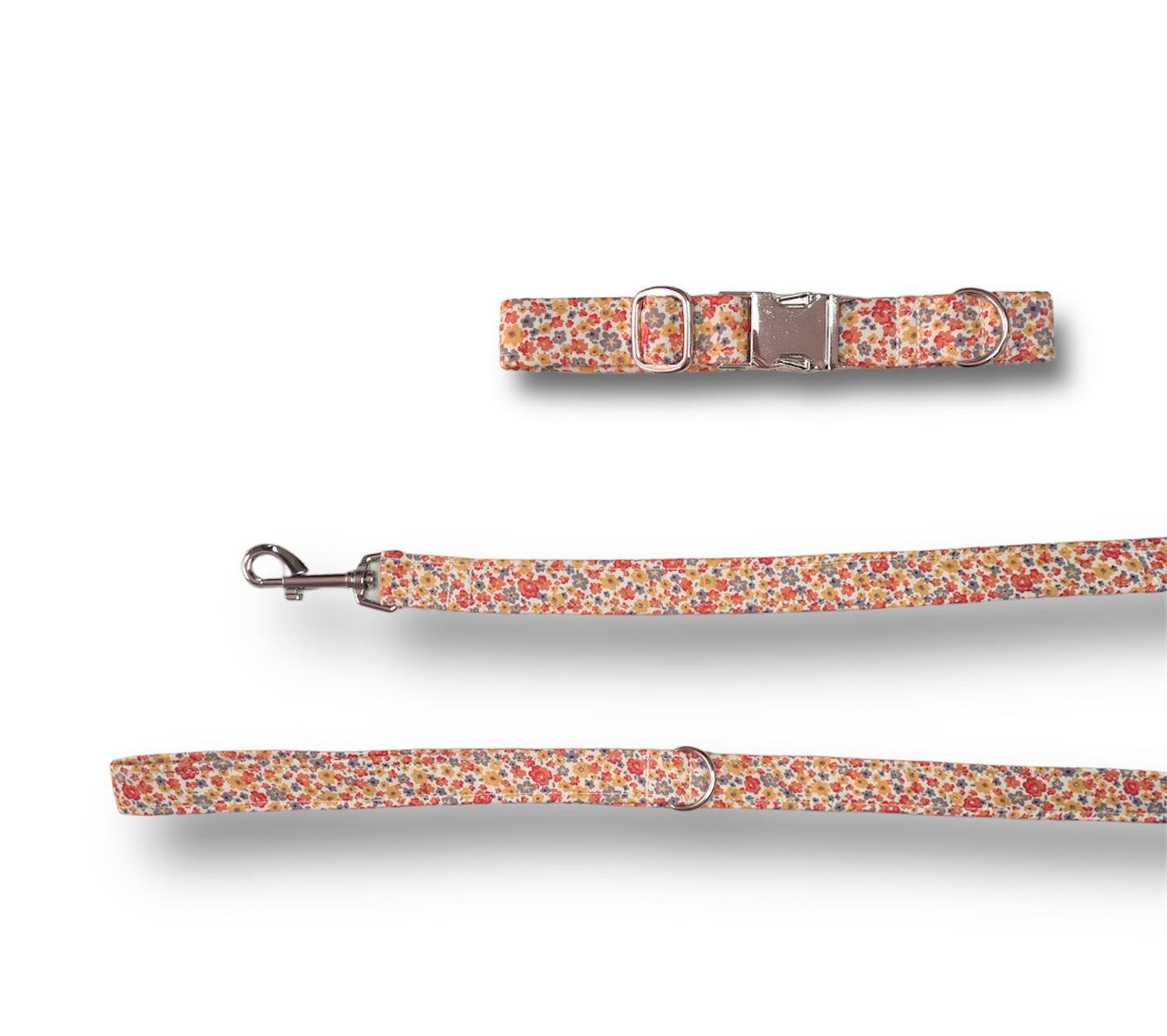 Orange Ditsy Dog collar/lead