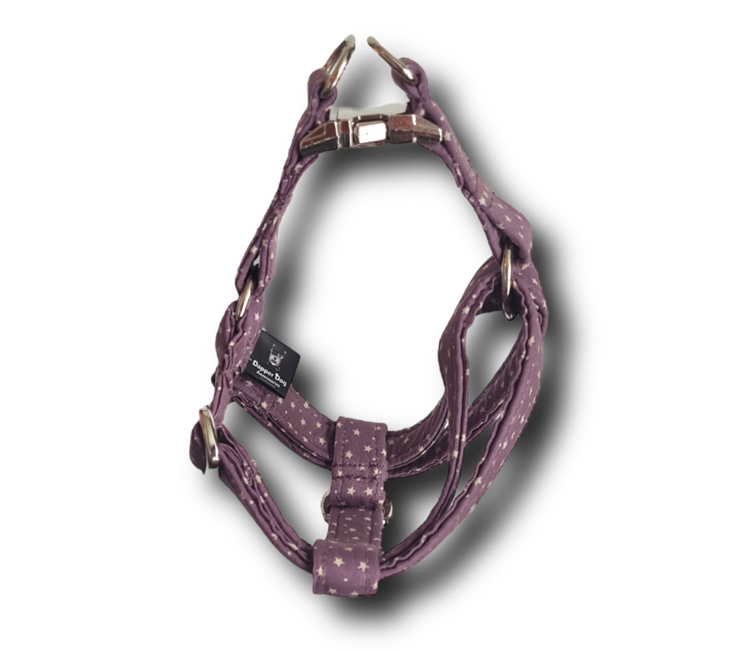 Adjustable step in dog harness - stars & dots