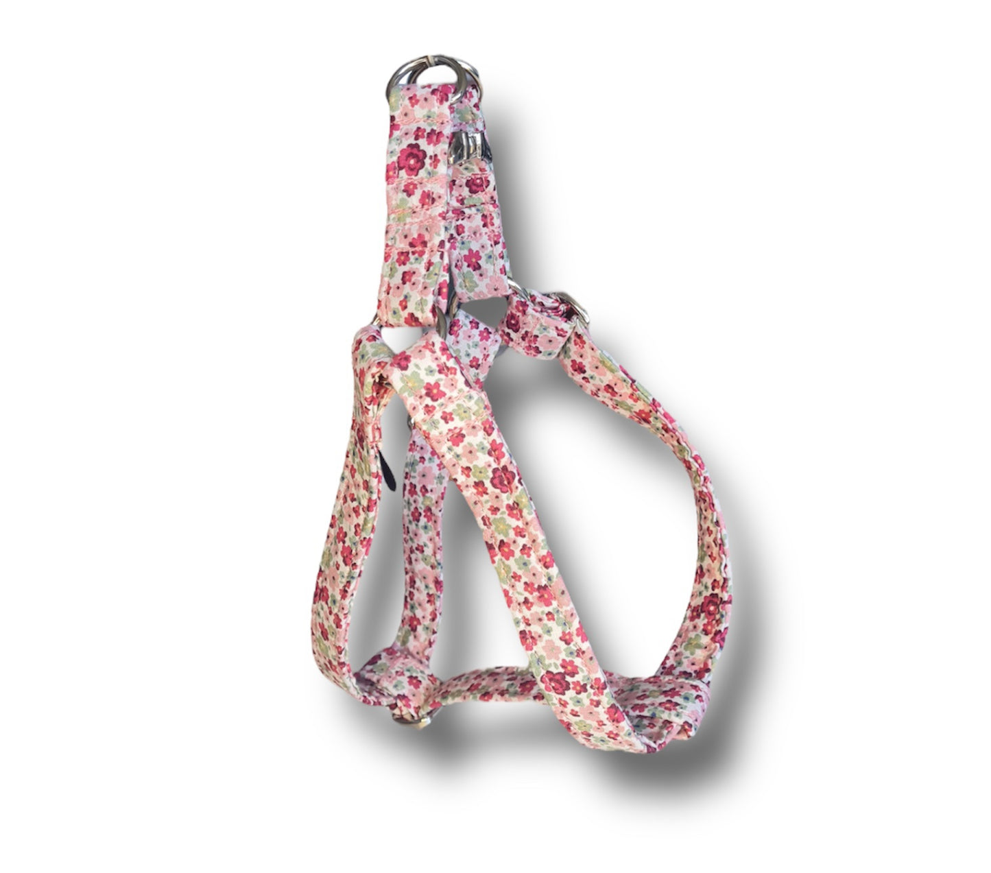 Adjustable step in dog harness - Pink ditsy