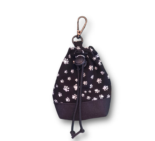 Dog treat bag with poo bag holder compartment/poo bag dispenser