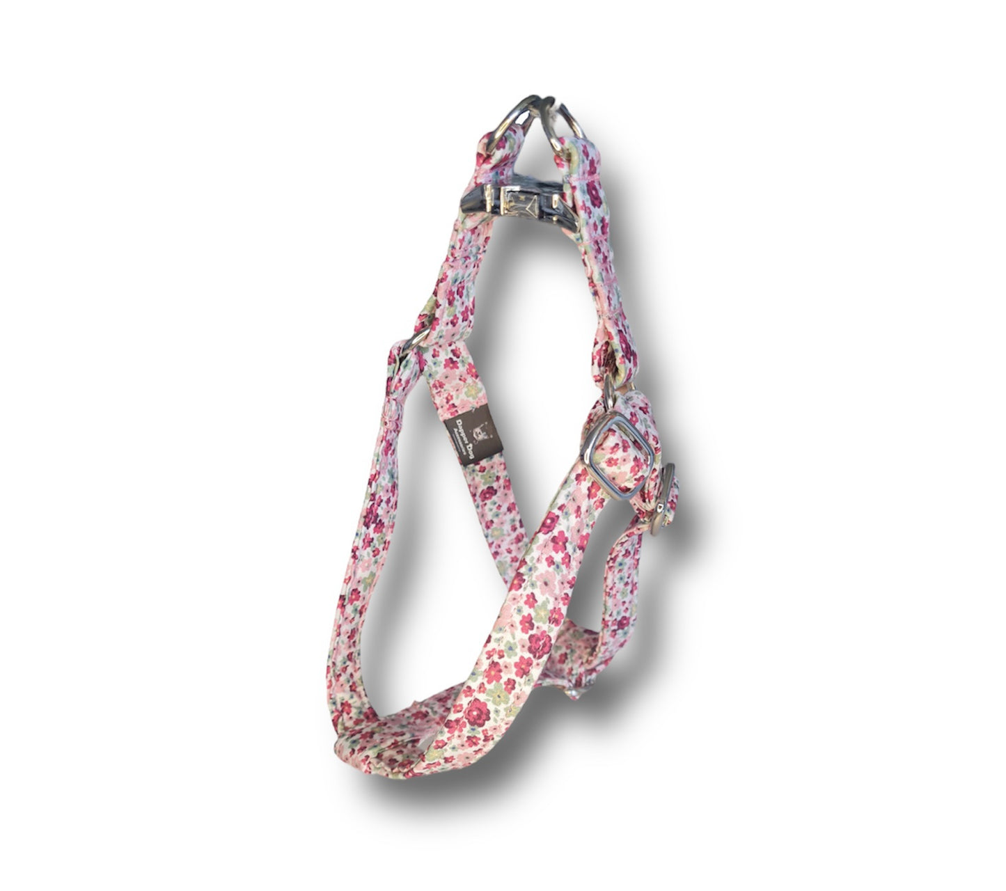 Adjustable step in dog harness - Pink ditsy