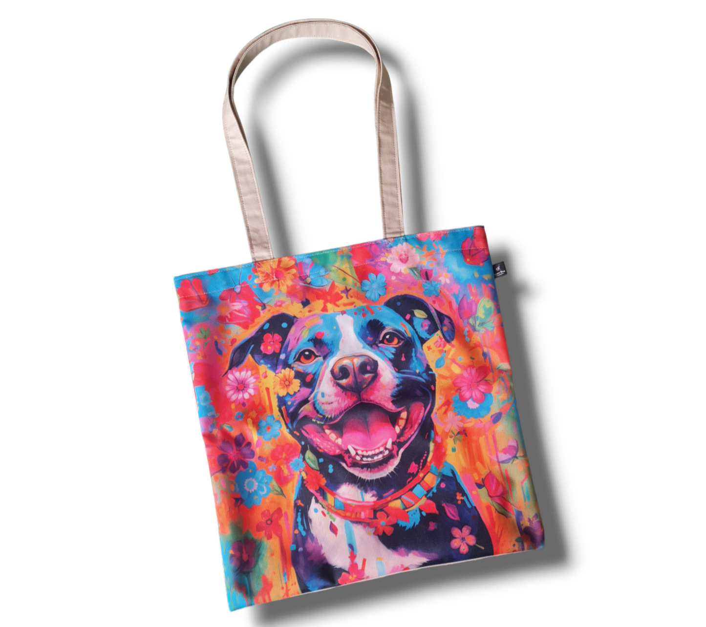 Tote bag - rainbow floral Staffie