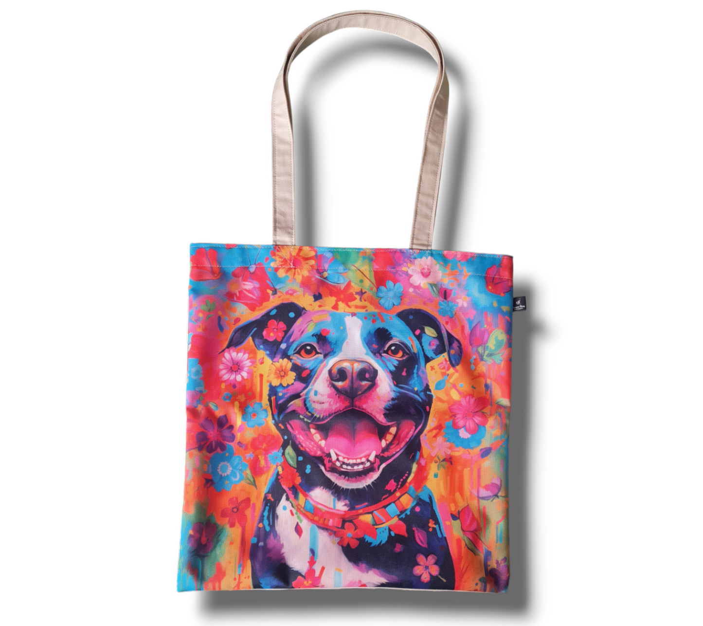 Tote bag - rainbow floral Staffie