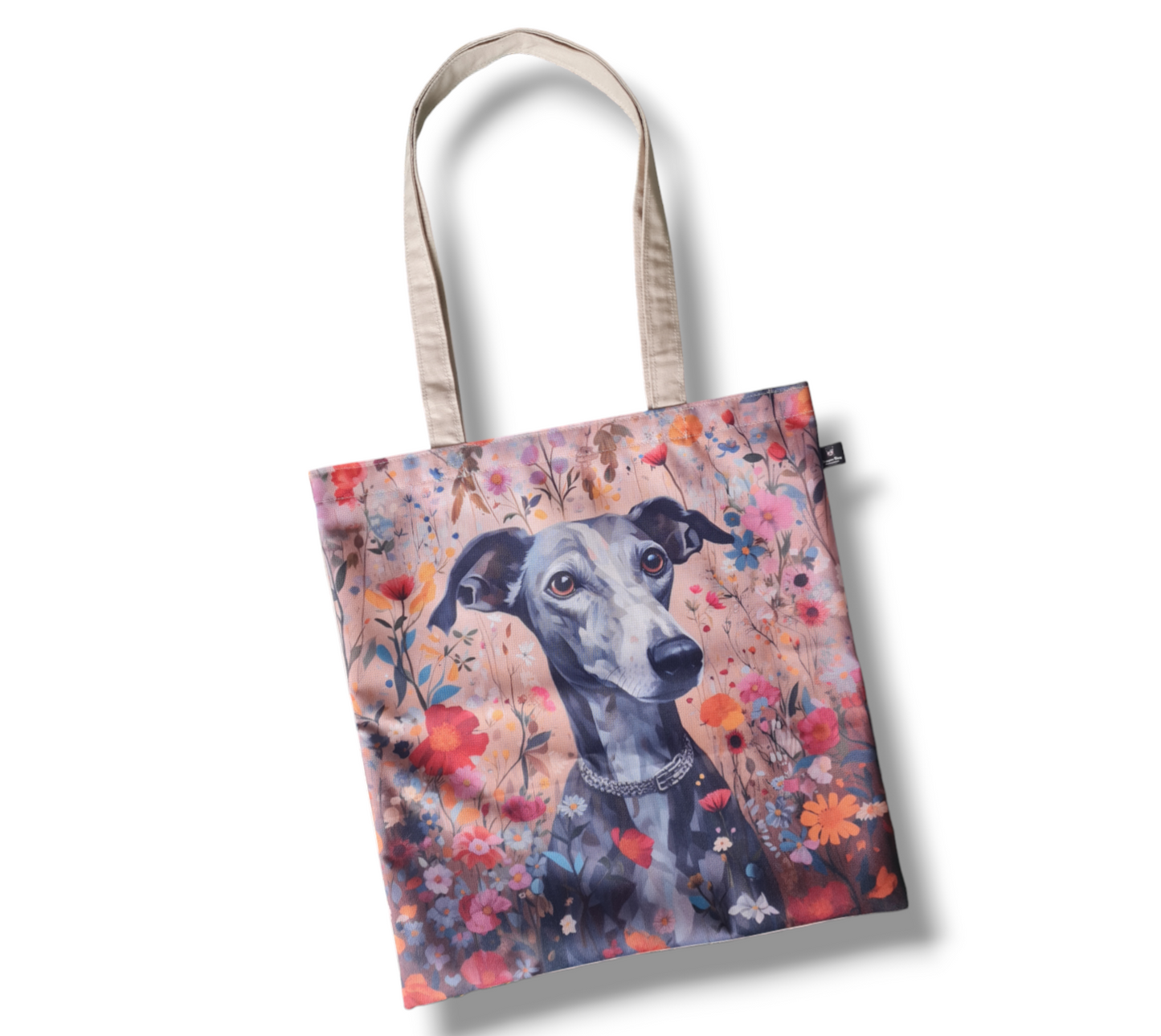 Tote bag - floral greyhound meadow