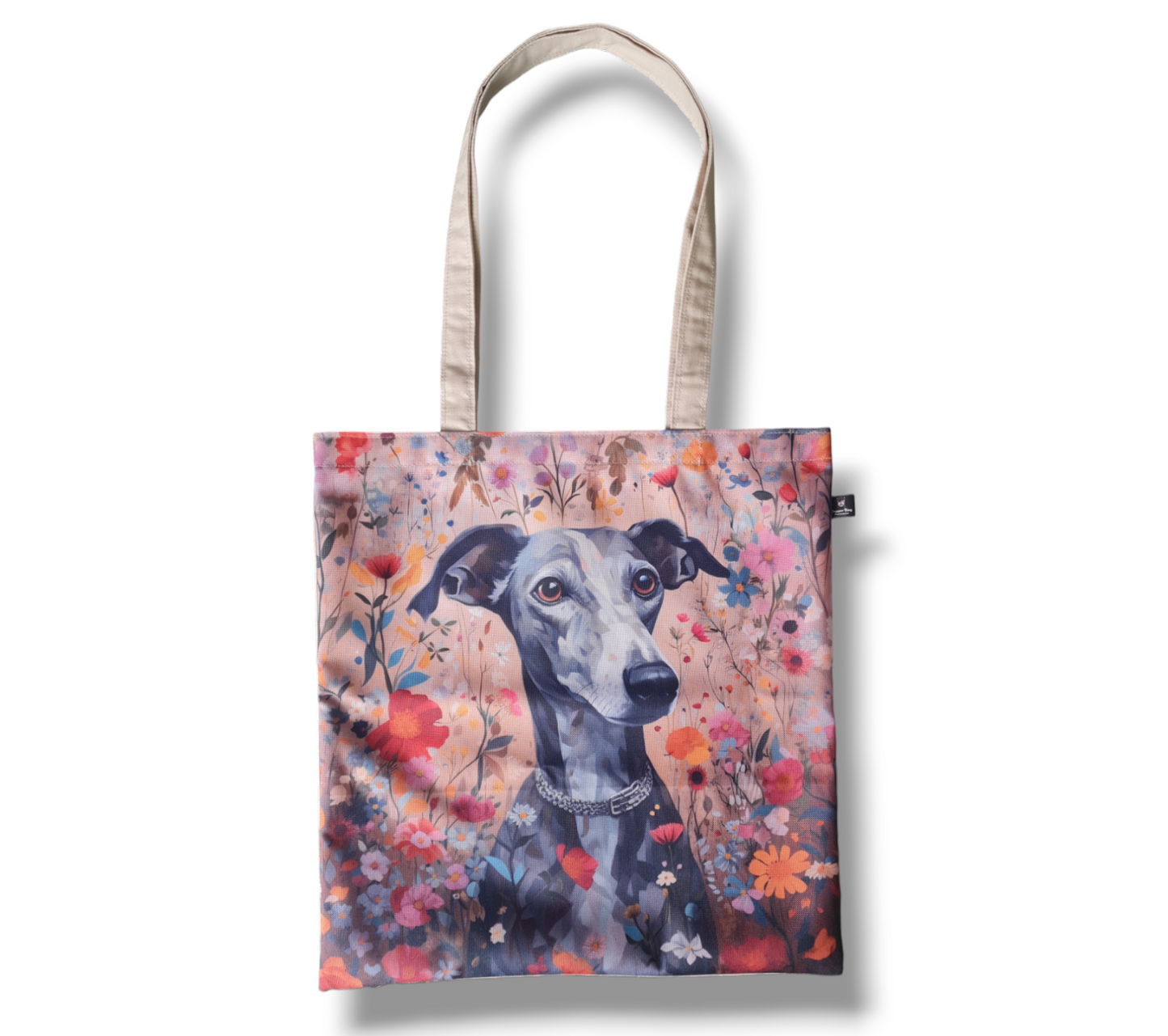 Tote bag - floral greyhound meadow