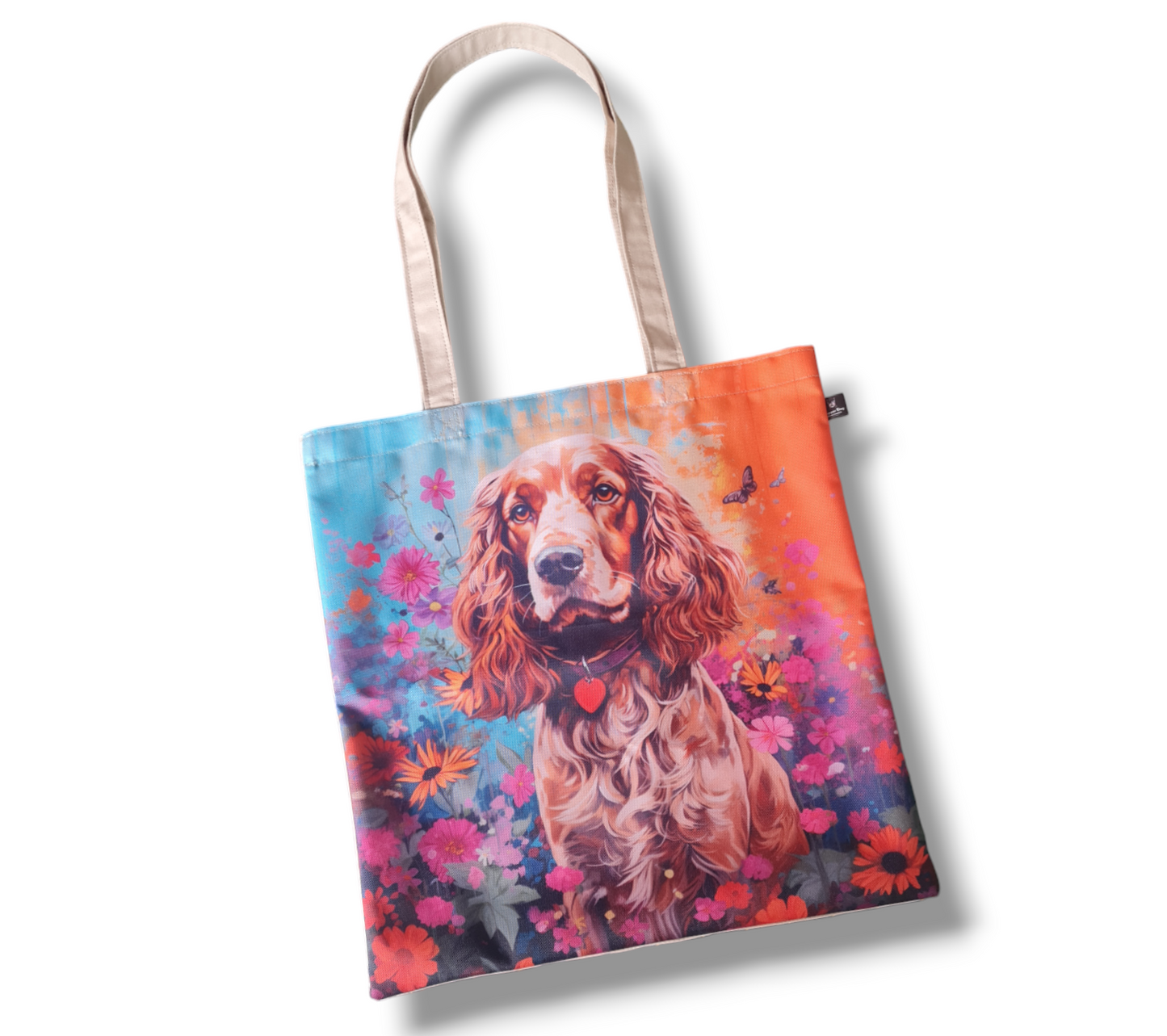Tote bag - floral golden Springer Spaniel