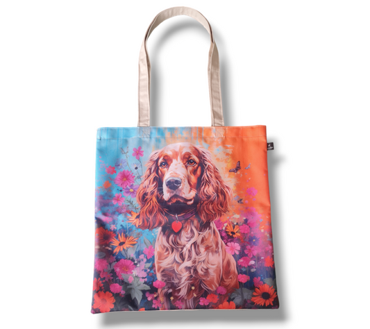 Tote bag - floral golden Springer Spaniel
