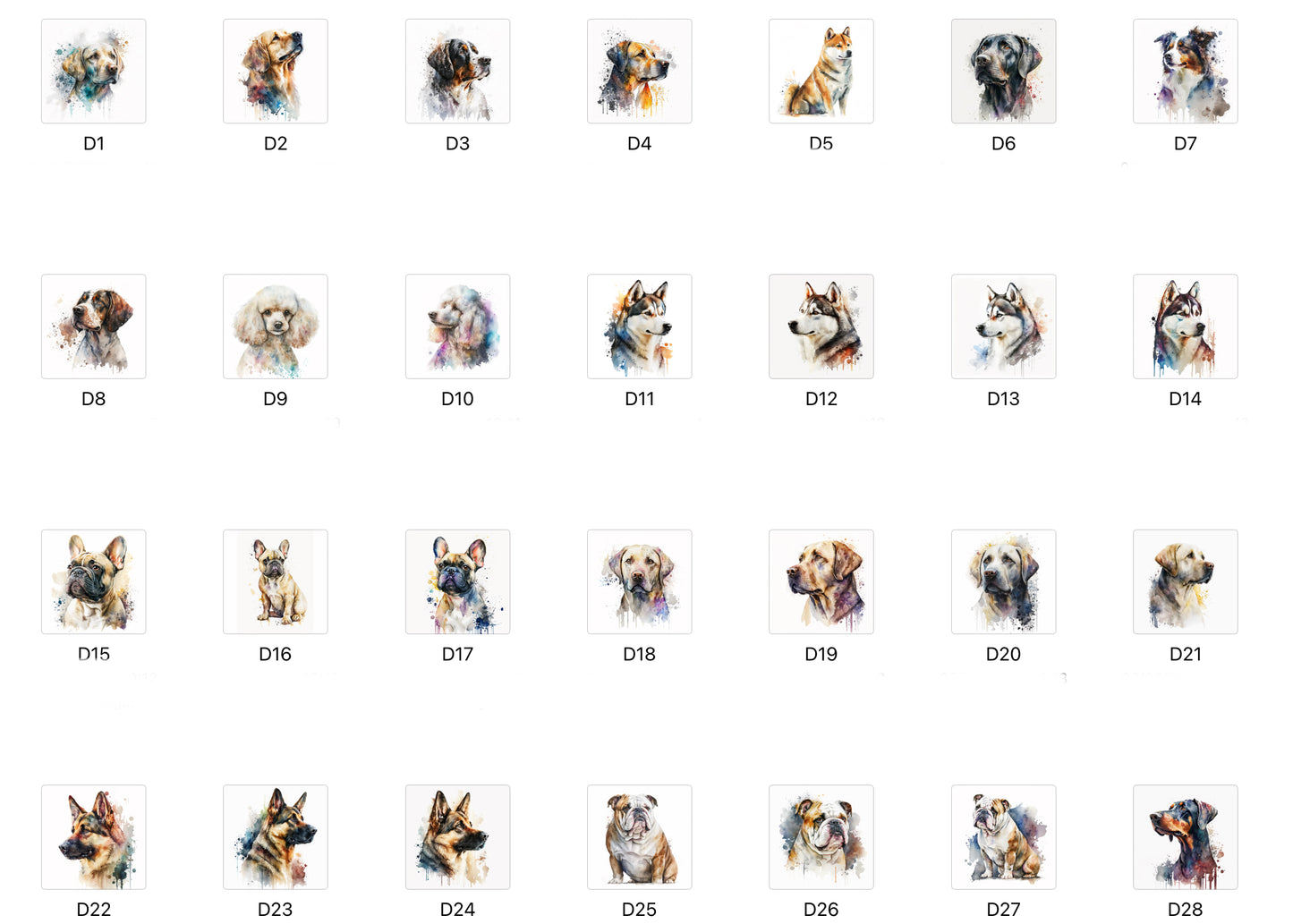 Neoprene watercolour dog breed portrait coaster