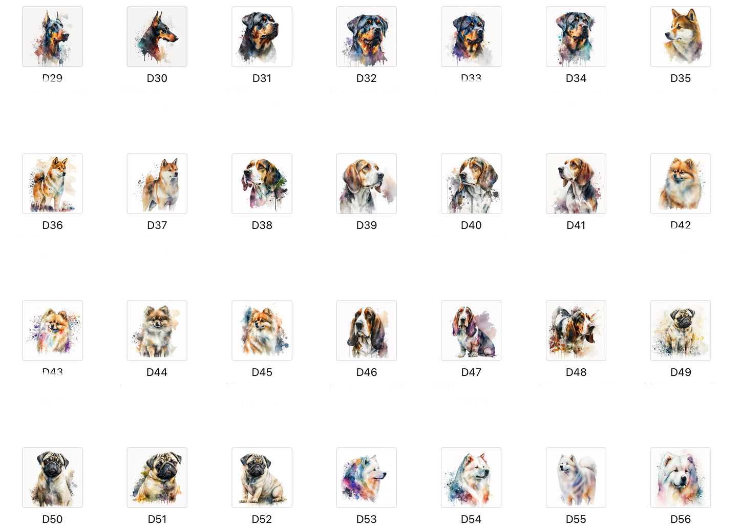 Neoprene watercolour dog breed portrait coaster