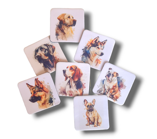 Neoprene watercolour dog breed portrait coaster