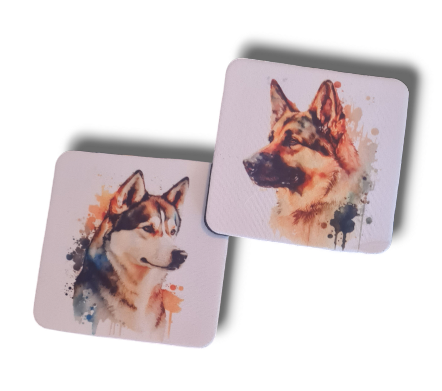 Neoprene watercolour dog breed portrait coaster