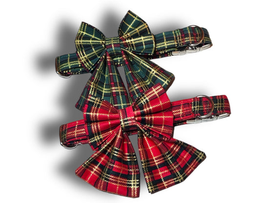 Festive Christmas dog collar and sailor bow