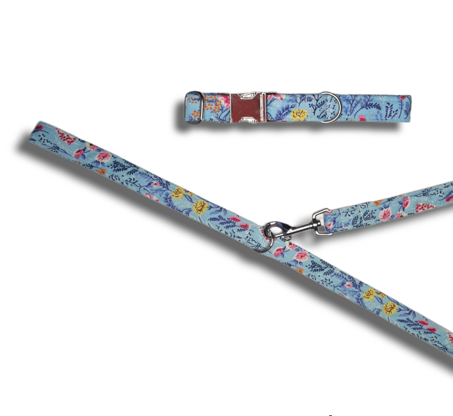 Floral Lead and Collar, pink or blue