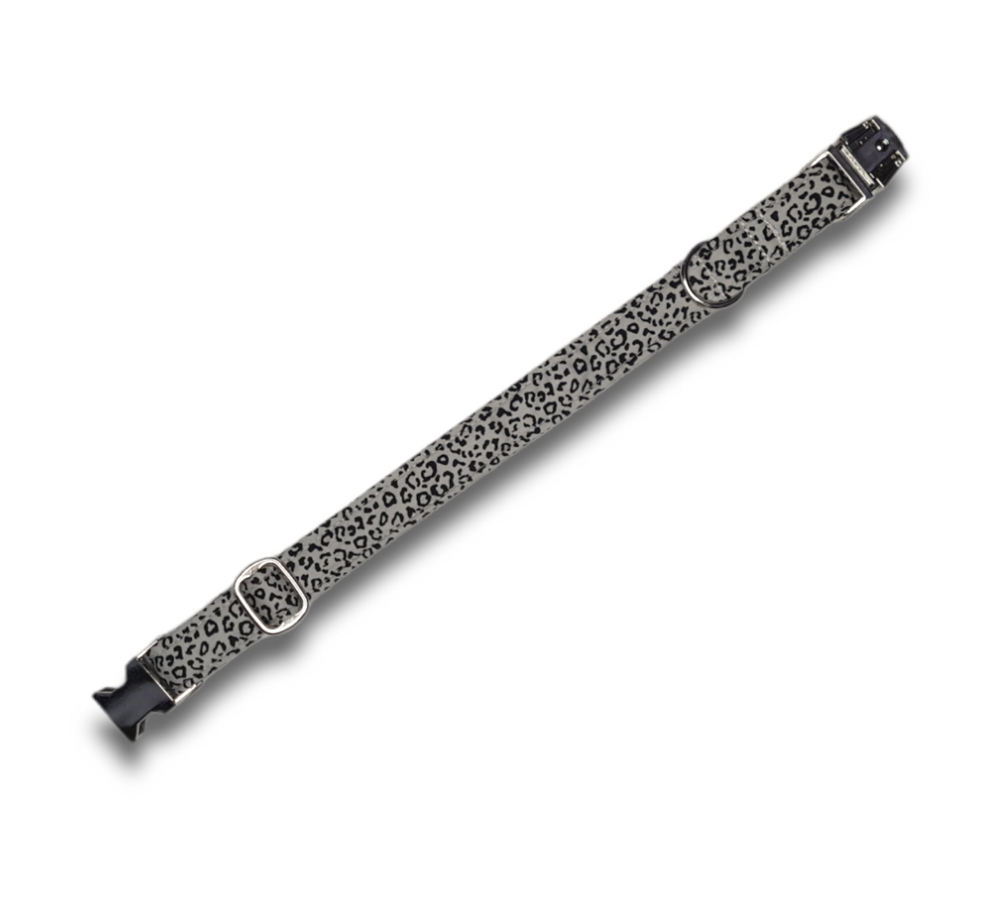 Silver leopard print dog collar/lead