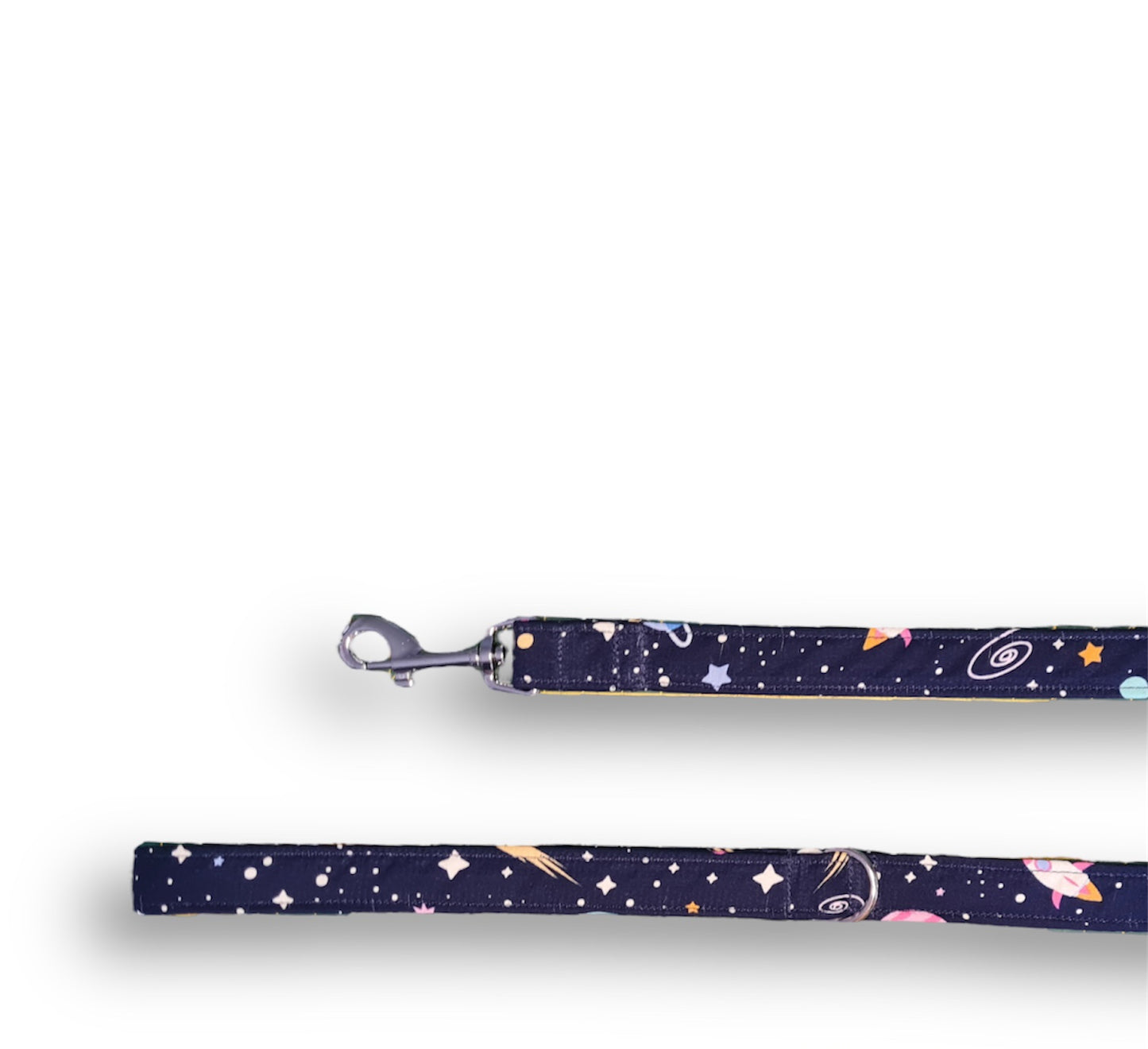 Outer space, rocket and planets print dog collar/lead