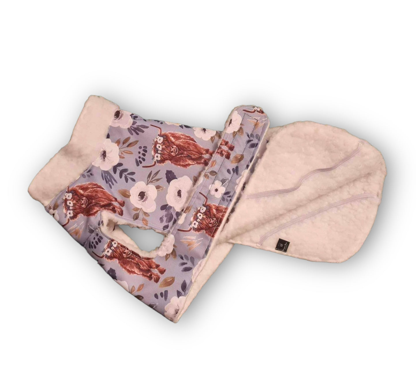 Floral highland cow waterproof jacket with chest protection
