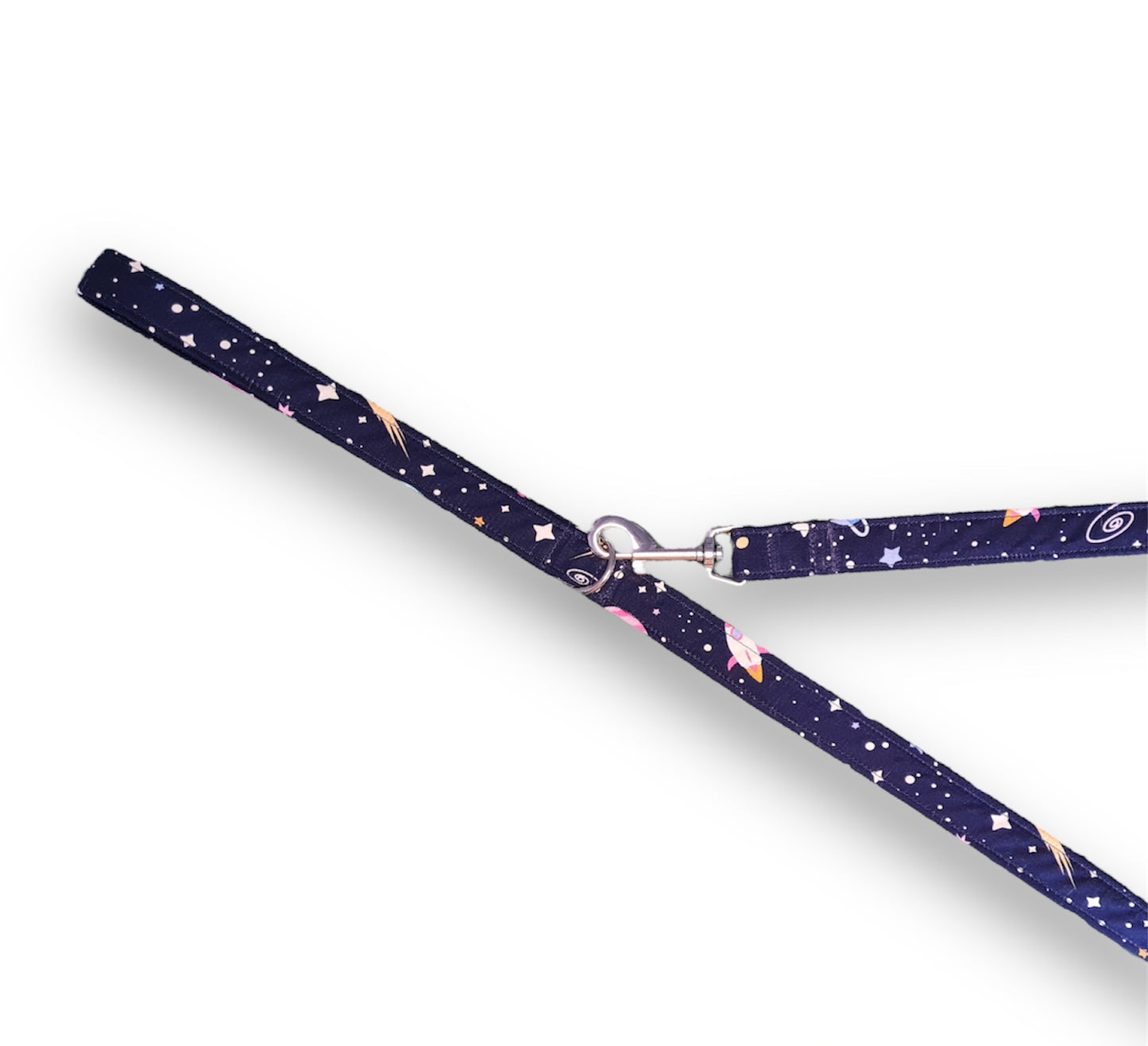Outer space, rocket and planets print dog collar/lead