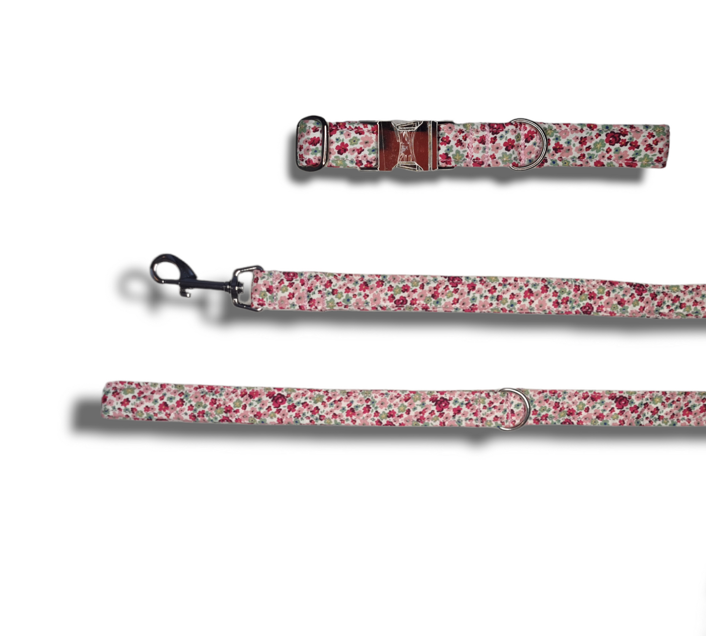 Pink Ditsy Dog collar/lead