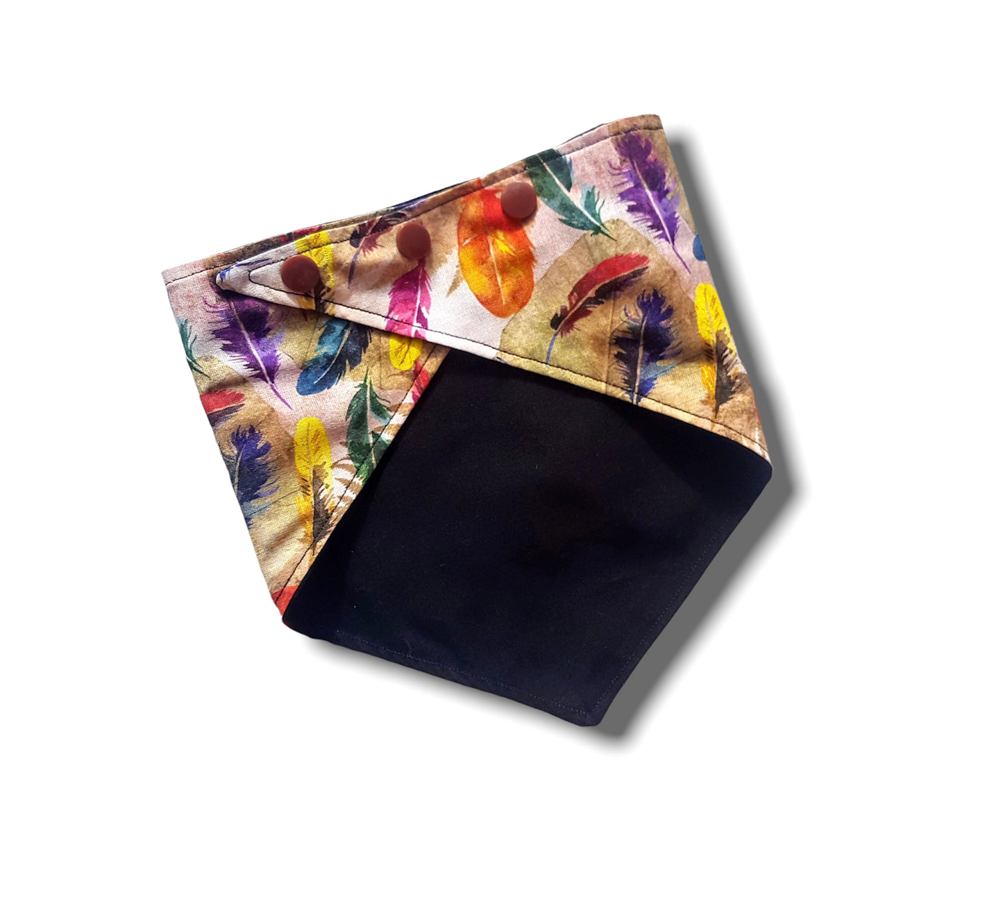 Feather print clip on dog bandana