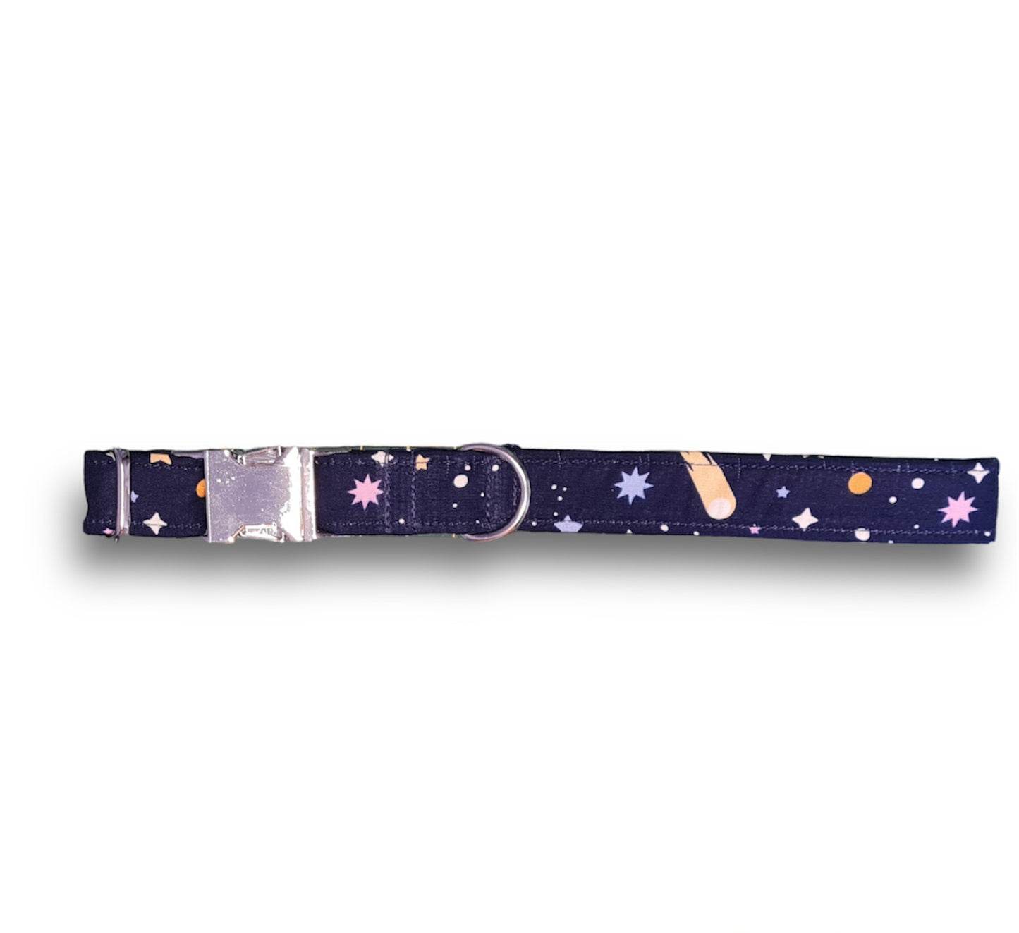 Outer space, rocket and planets print dog collar/lead