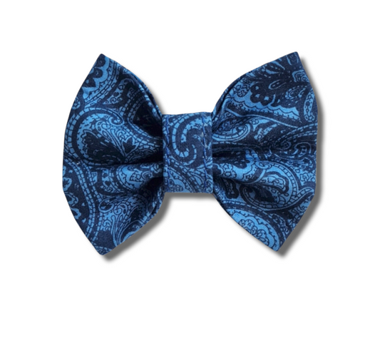Blue paisley Dog Bow Tie