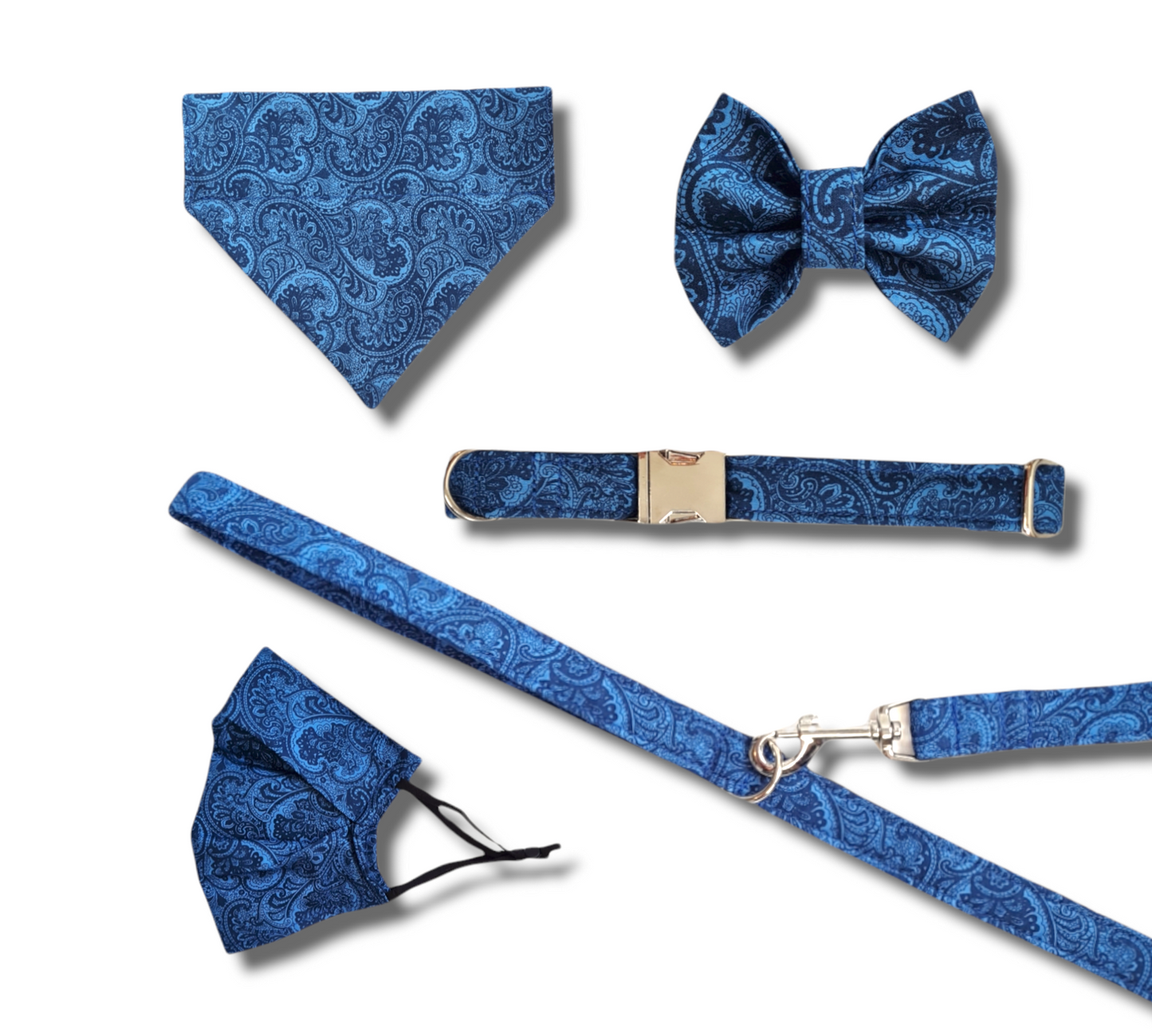 Blue paisley Dog Bow Tie