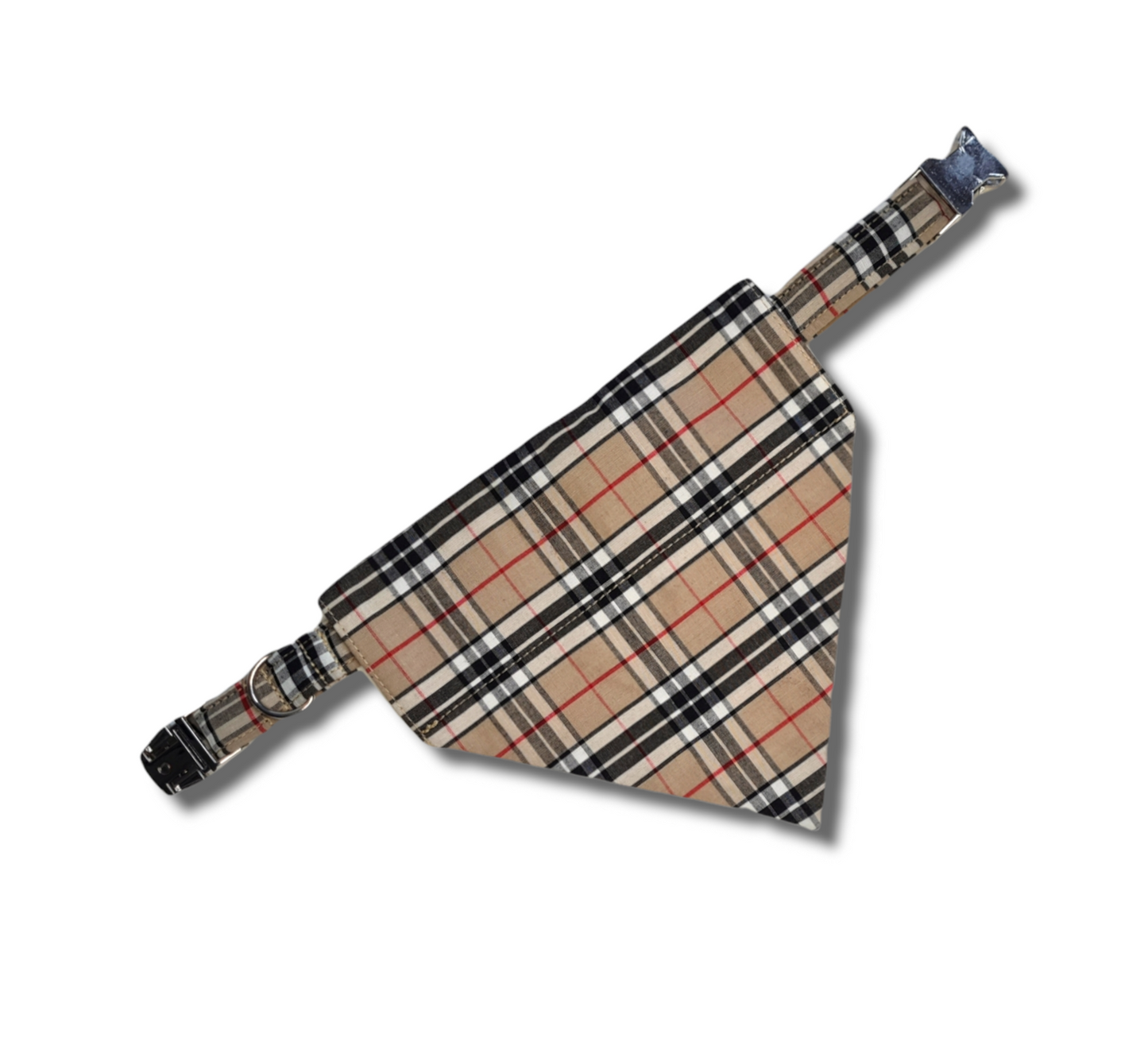 Classic beige tartan/cream plaid Dog Bandana