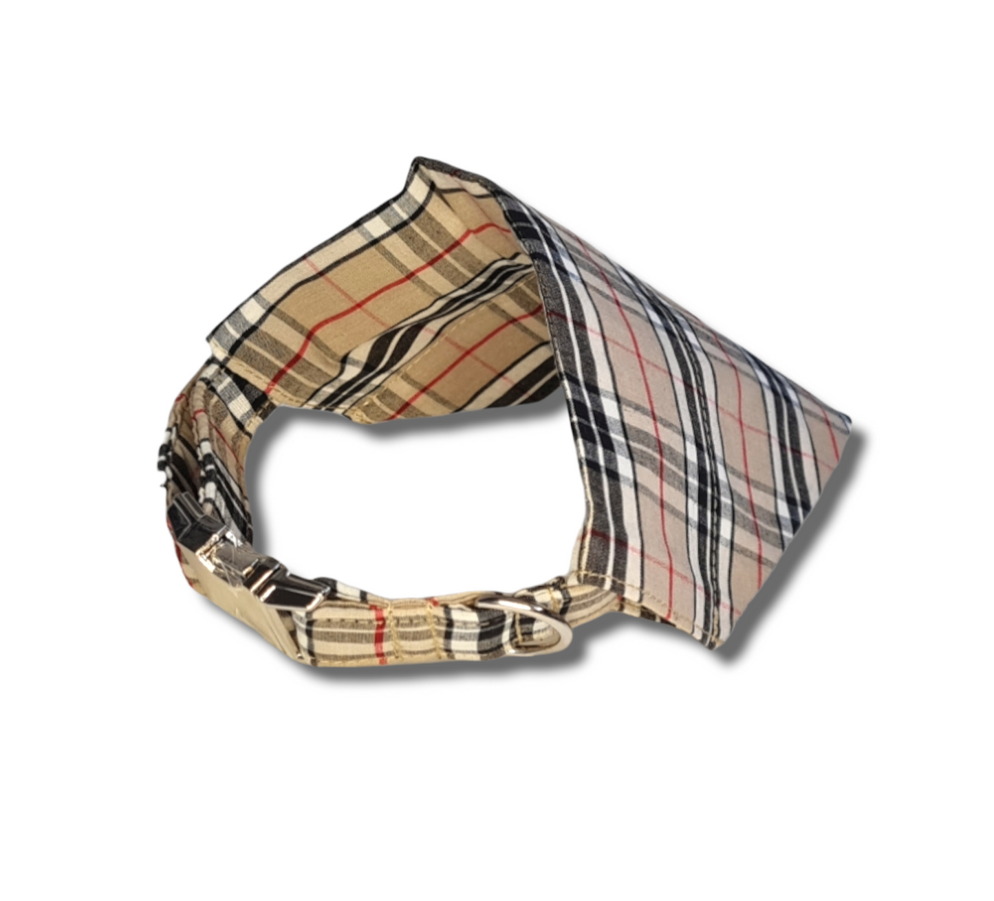 Classic beige tartan/cream plaid Dog Bandana
