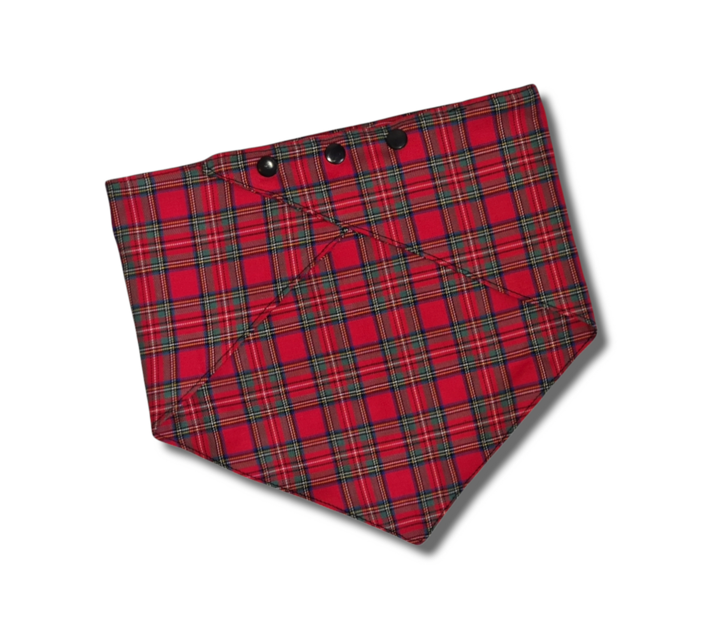 Red tartan clip on dog bandana