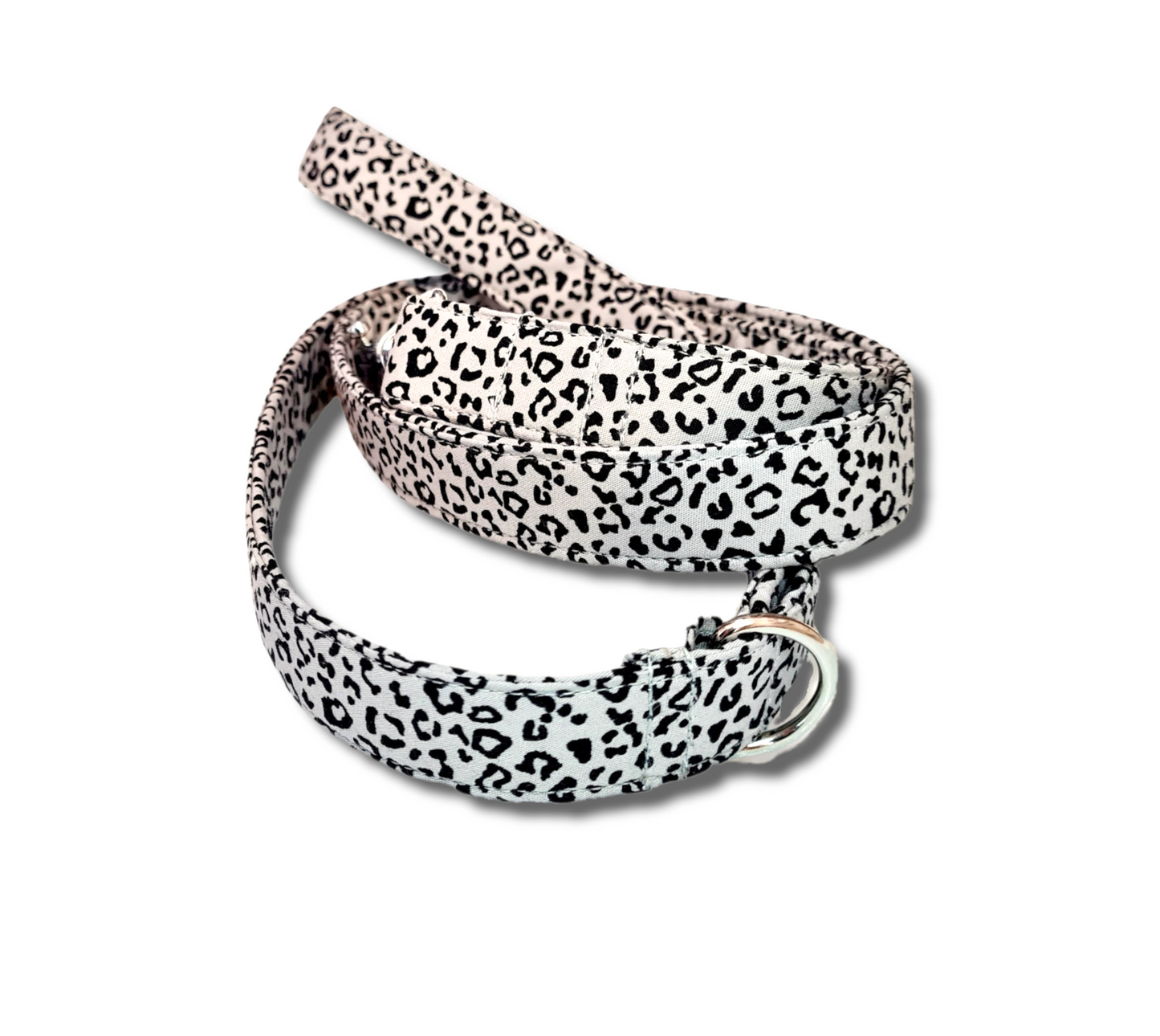 Silver leopard print dog collar/lead