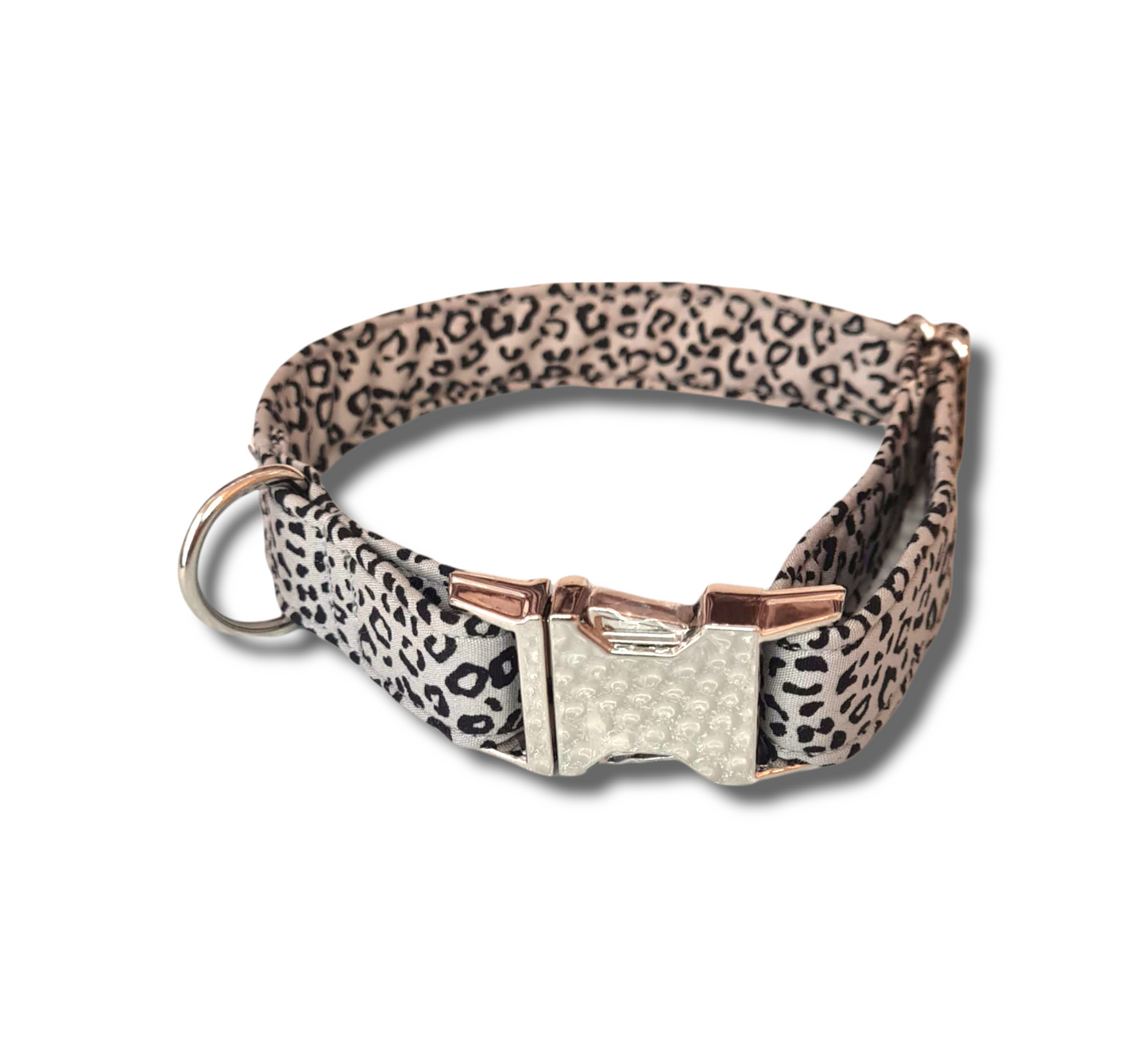 Silver leopard print dog collar/lead