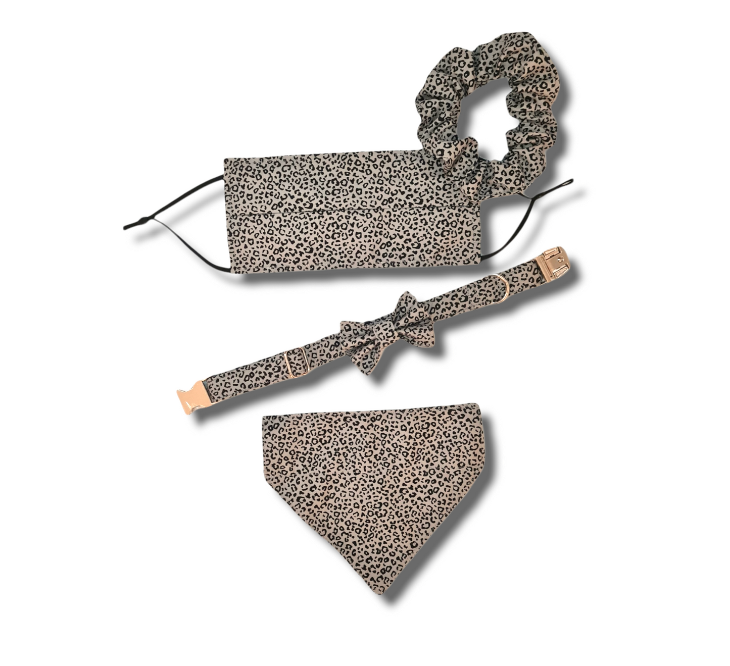 Silver Leopard Print Dog Bow Tie