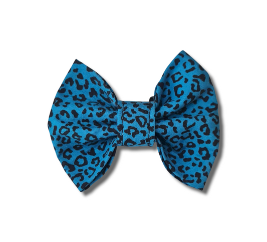 Blue Leopard Print Dog Bow Tie