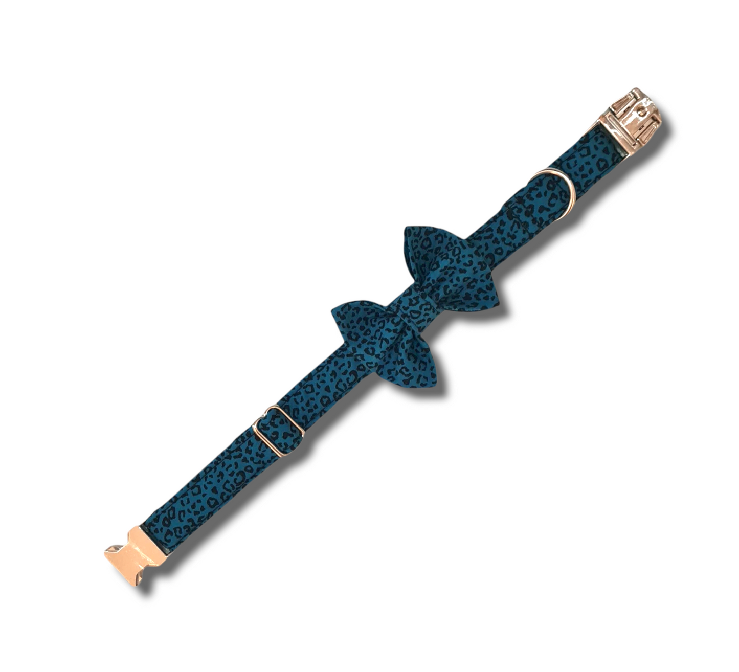 Blue Leopard Print Dog Bow Tie