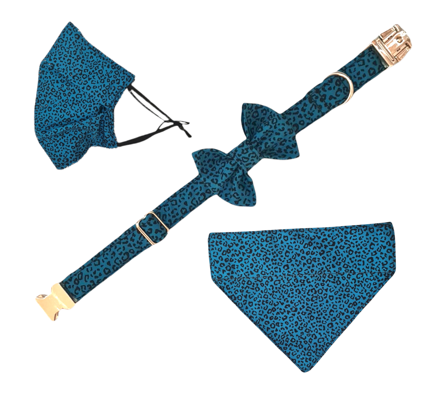Blue Leopard print dog bandana