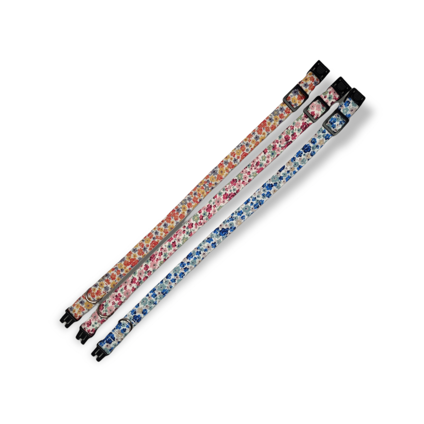 Cat collar blue floral ditsy print