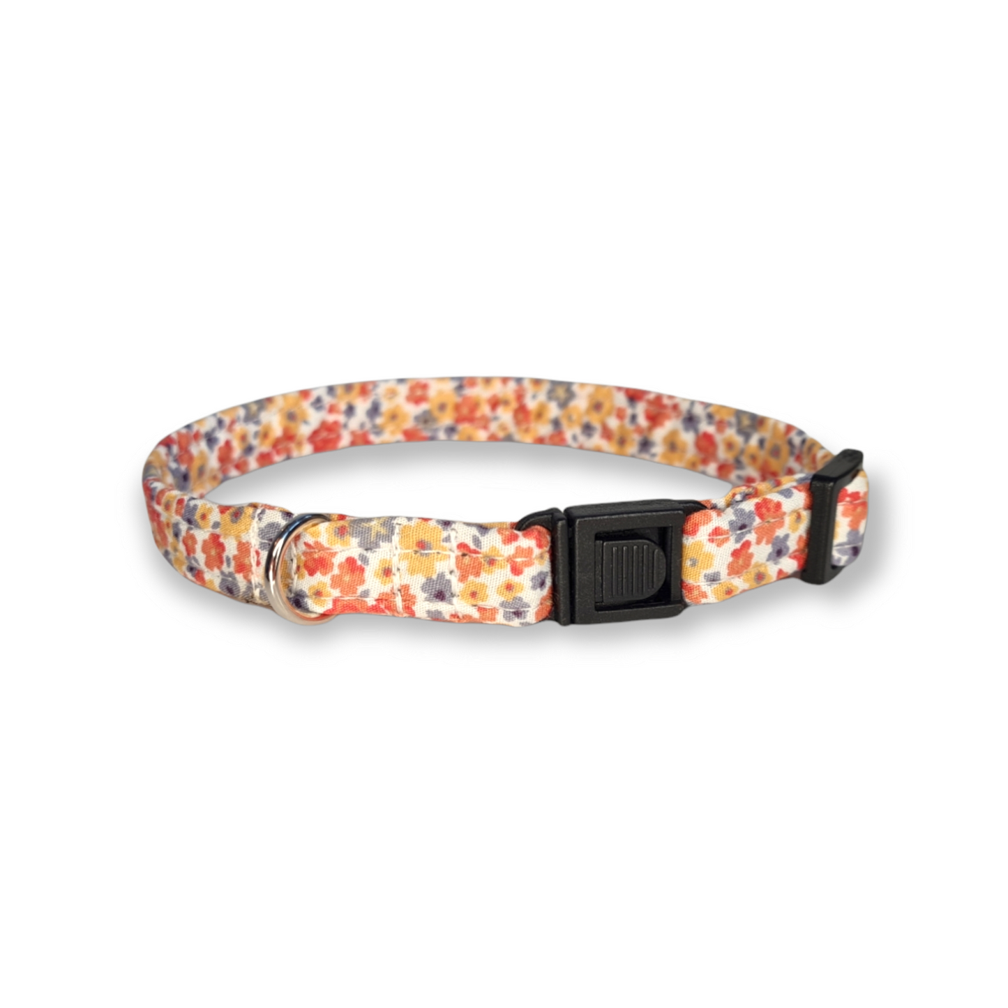 Cat collar orange floral ditsy print