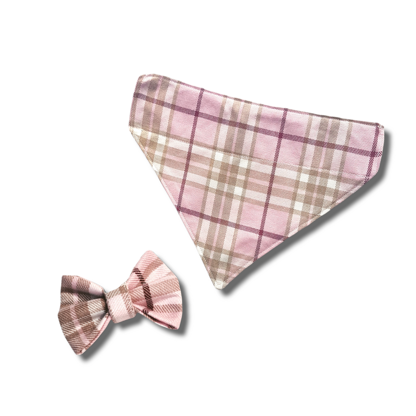 Pink Tartan Dog Bow Tie