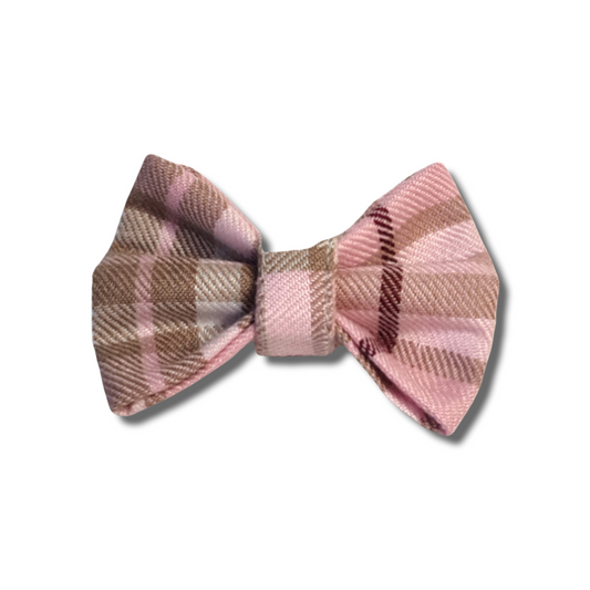 Pink Tartan Dog Bow Tie