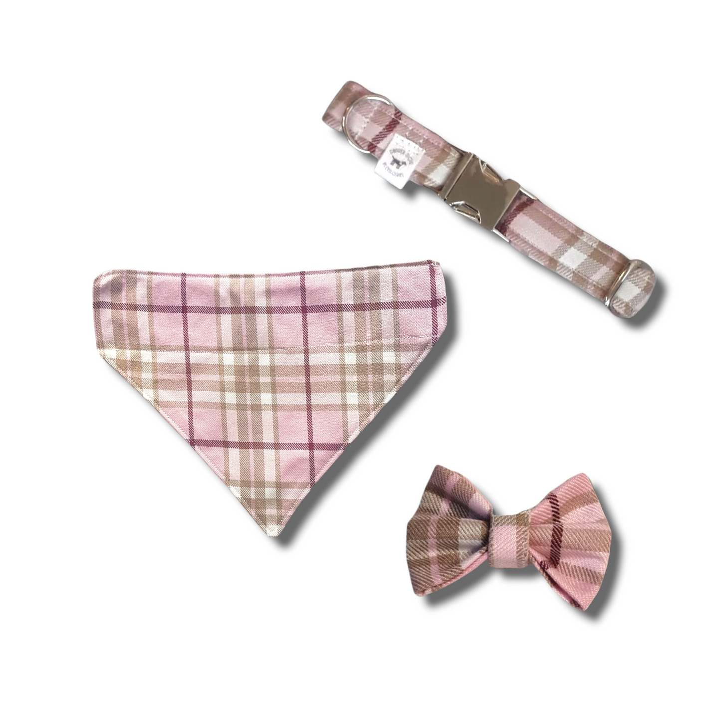 Pink Tartan Dog Bow Tie