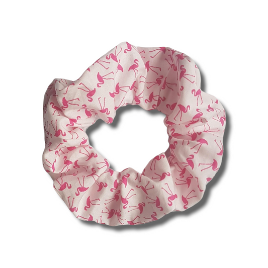 Flamingo scrunchies white and pink
