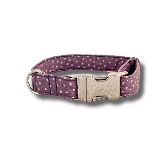 Small star and dots print dog collar, tiny stars