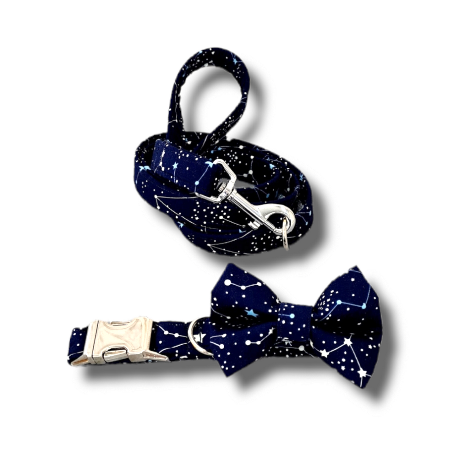 Celestial and constellations print dog collar/lead navy blue