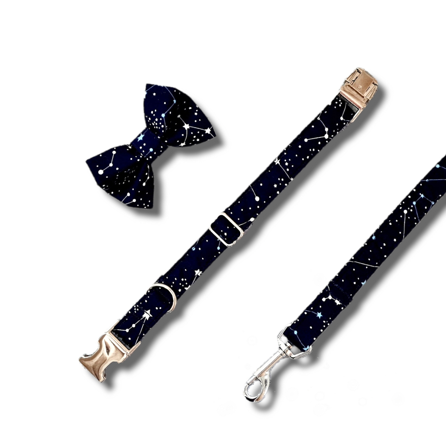 Celestial and constellations print dog collar/lead navy blue