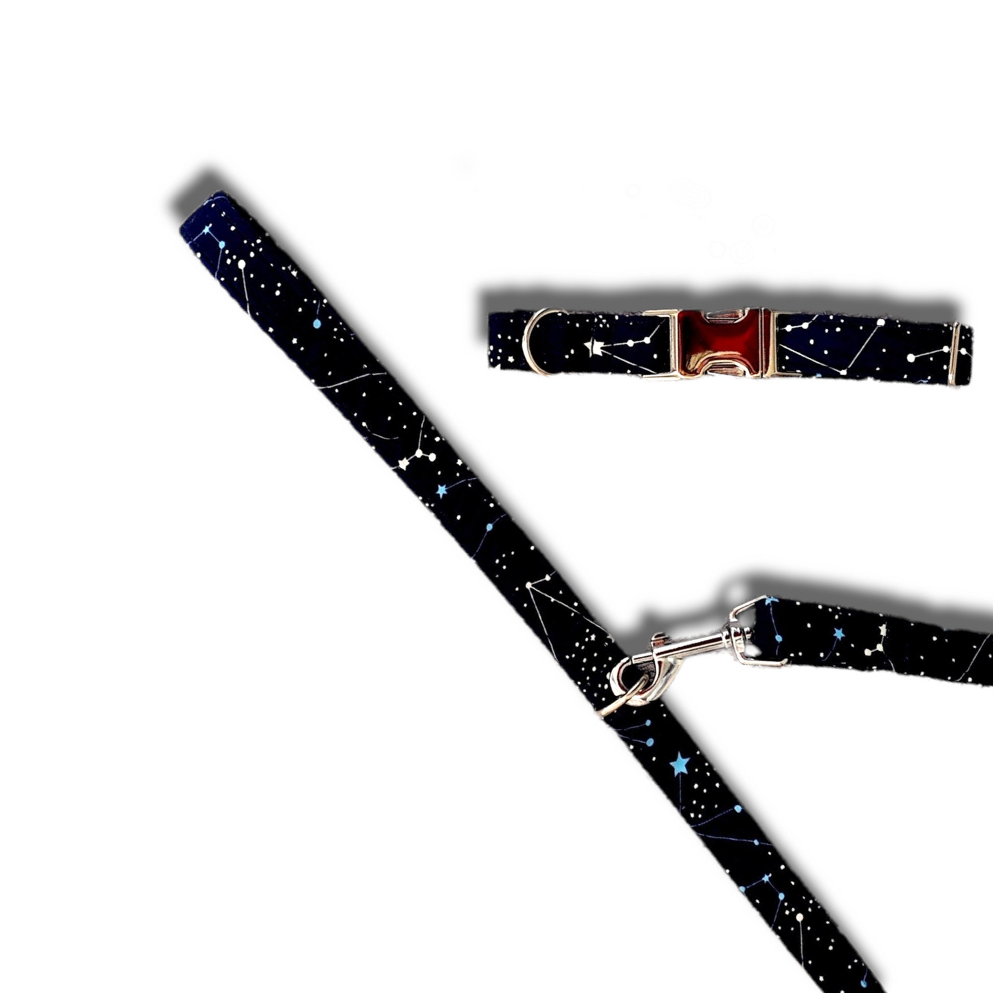 Celestial and constellations print dog collar/lead navy blue