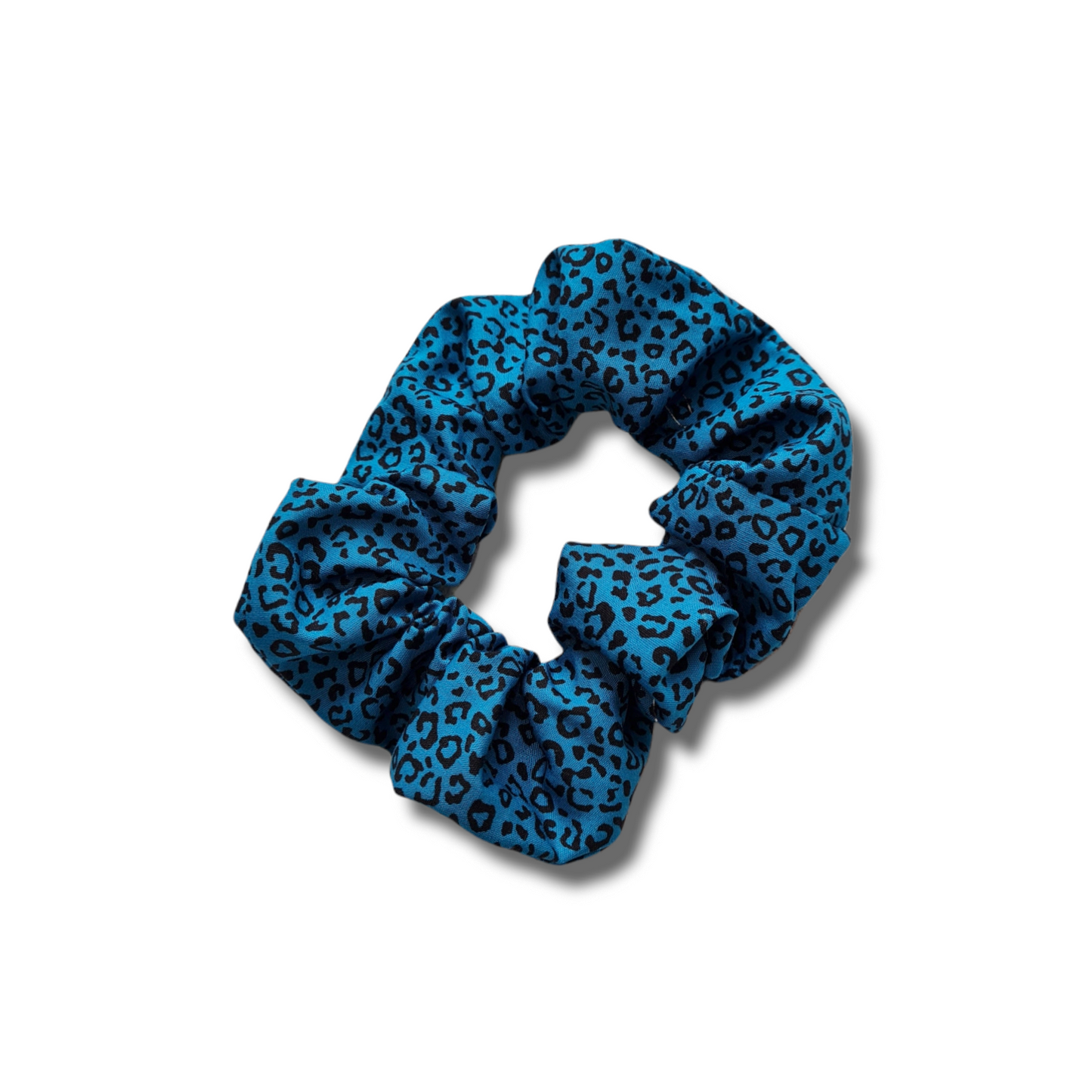 Blue leopard print scrunchies
