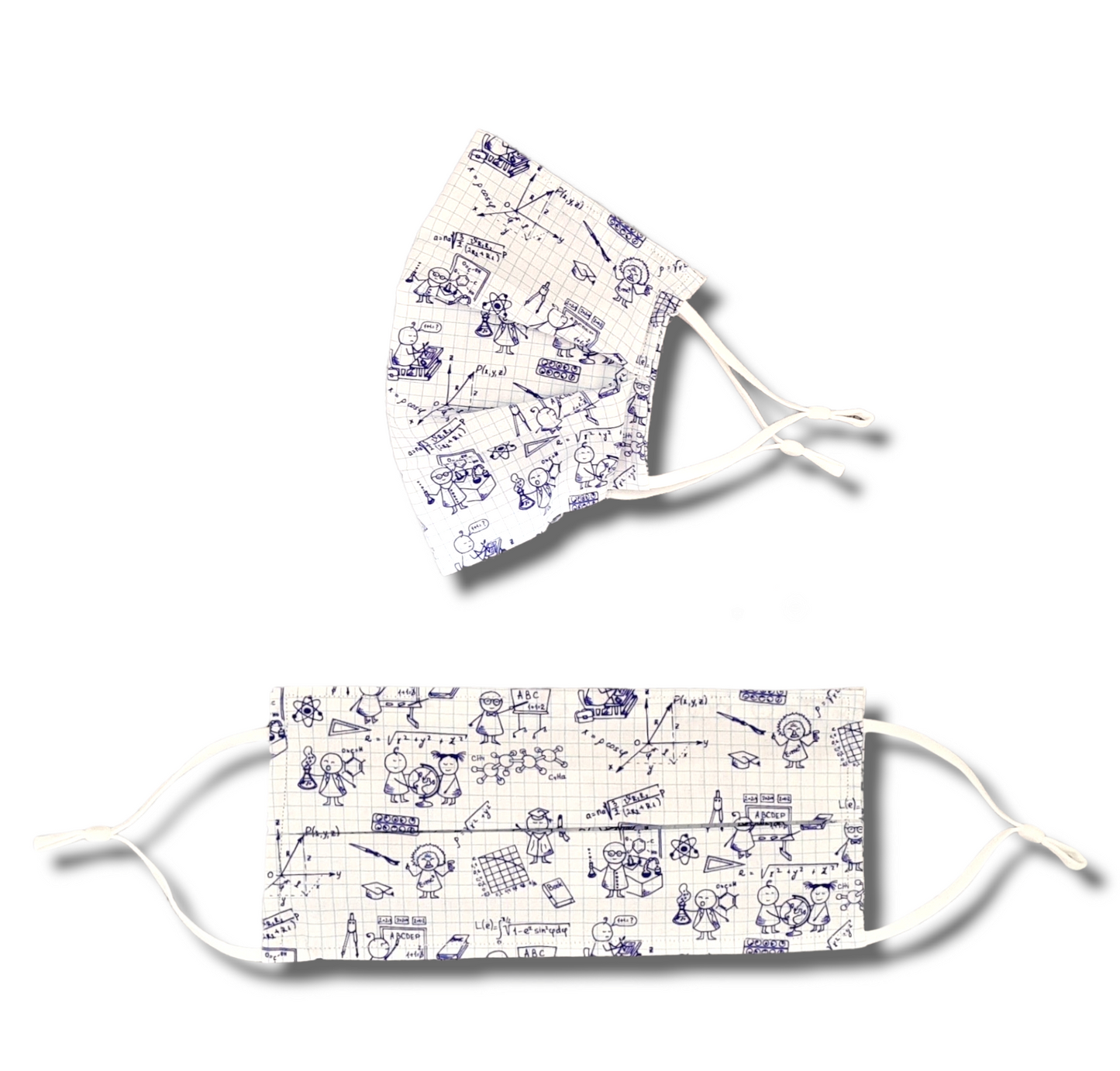 Cartoon teacher,student facemask. Washable and reusable with filter pocket. Adjustable elastic ear loops with toggle adjustment.