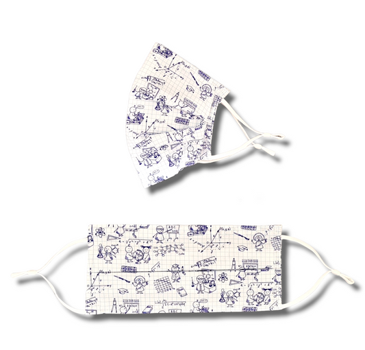Cartoon teacher,student facemask. Washable and reusable with filter pocket. Adjustable elastic ear loops with toggle adjustment.