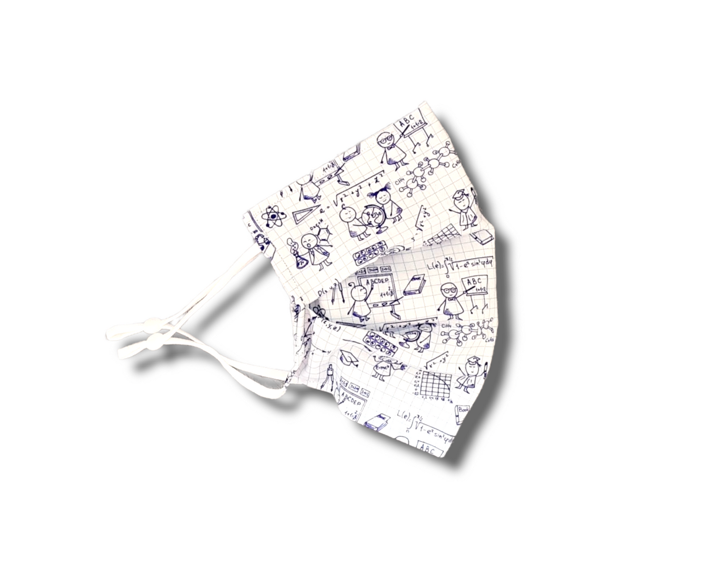 Cartoon teacher,student facemask. Washable and reusable with filter pocket. Adjustable elastic ear loops with toggle adjustment.