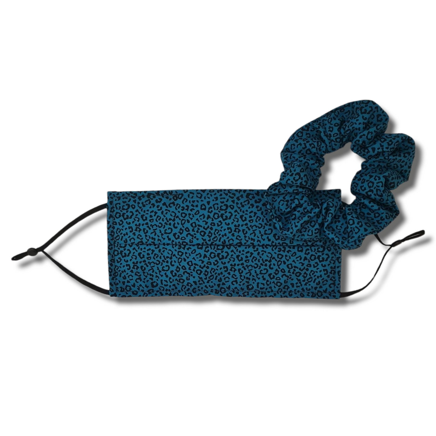 Blue leopard print scrunchies